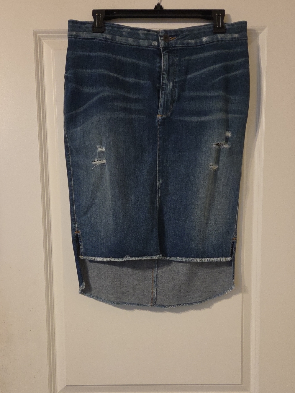 Guess Distressed Dark Blue Denim Pencil Skirt